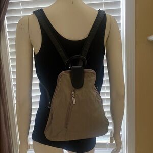 Bagallini Tan Black Blue small stylish super lite Backpack
